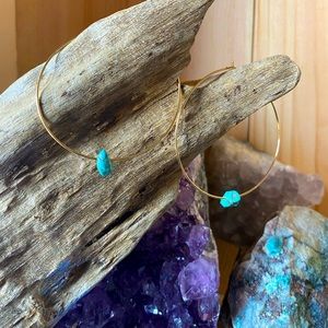 45mm 14k gold filled hoops will small turquoise nuggets